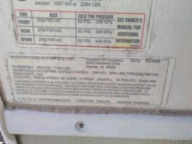 4YDT25F2086412373 - 2007 KEYSTONE PASSPORT 白色 照片 10