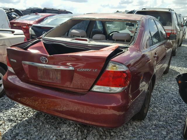 4T1BE32K15U016651 - 2005 TOYOTA CAMRY LE RED photo 4