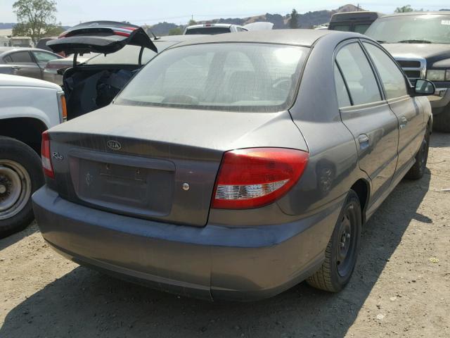 KNADC125756372041 - 2005 KIA RIO GRAY photo 4