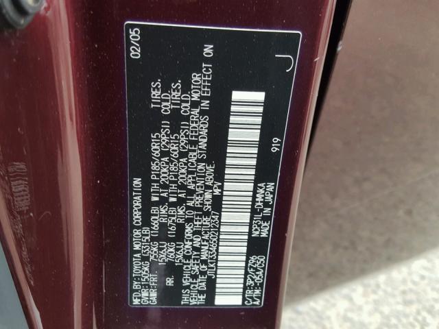 JTLKT334650212347 - 2005 TOYOTA SCION XB Қызыл фото 10