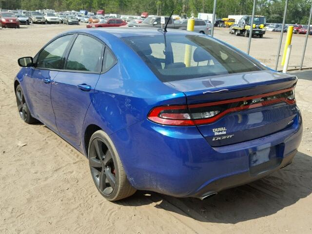 1C3CDFBBXED776255 - 2014 DODGE DART BLUE photo 3