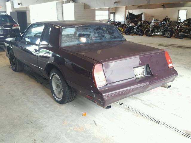 1G1GZ11G4HP104038 - 1987 CHEVROLET MONTE CARL 栗色 照片 3