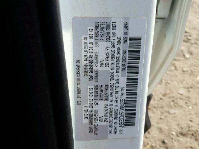 JM3KE2DY5F0484236 - 2015 MAZDA CX-5 WHITE photo 10