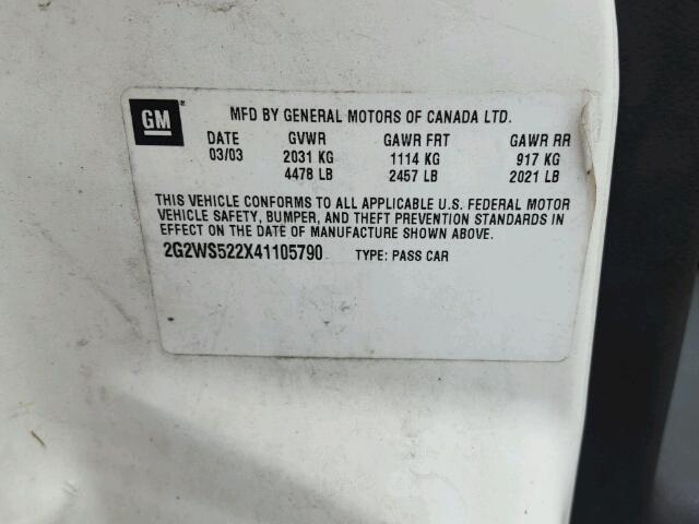 2G2WS522X41105790 - 2004 PONTIAC GRAND PRIX Ağ foto 10