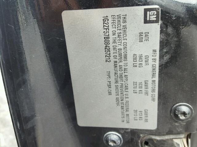 1G2ZF57B084257212 - 2008 PONTIAC G6 VALUE L BLACK photo 10