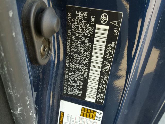 JTKDE177150009740 - 2005 TOYOTA SCION TC 蓝色 照片 10