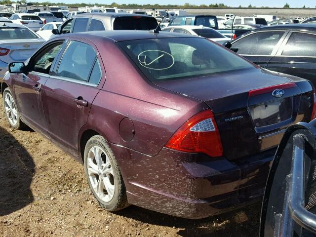 3FAHP0HA0CR350007 - 2012 FORD FUSION MAROON photo 3