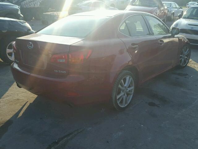 JTHBK262065005183 - 2006 LEXUS IS 250 RED photo 4