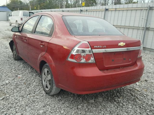 KL1TD56677B147626 - 2007 CHEVROLET AVEO BASE RED photo 3