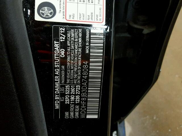 WDDHF8JB3DA748084 - 2013 MERCEDES-BENZ E BLACK photo 10