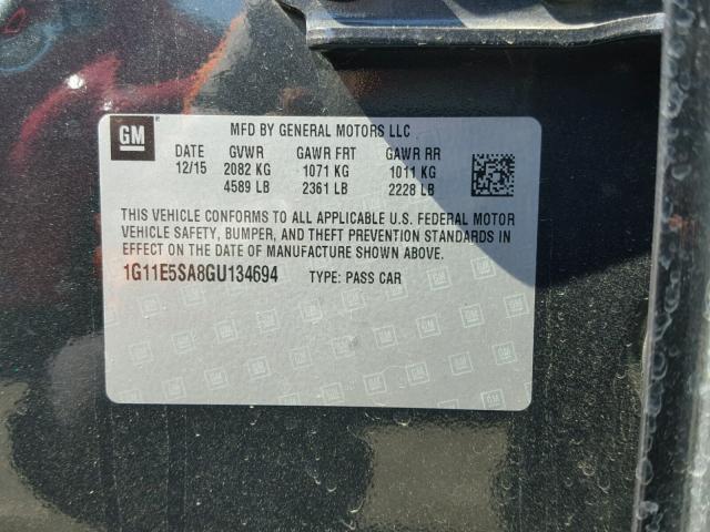 1G11E5SA8GU134694 - 2016 CHEVROLET MALIBU LIM 石墨色 照片 10