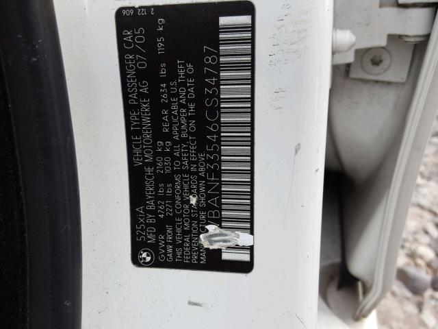 WBANF33546CS34787 - 2006 BMW 525 XI WHITE photo 10