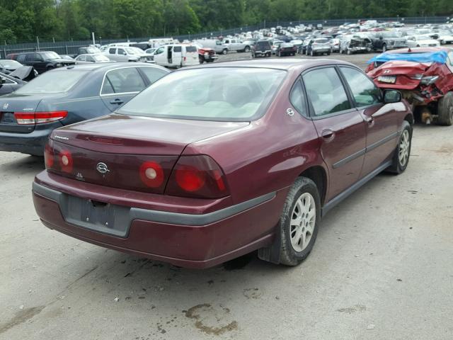 2G1WF52E729246690 - 2002 CHEVROLET IMPALA BURGUNDY photo 4