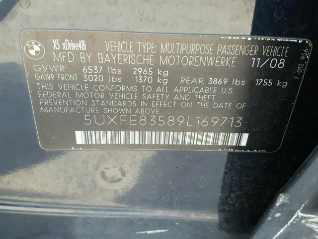 5UXFE83589L169713 - 2009 BMW X5 XDRIVE4 蓝色 照片 10