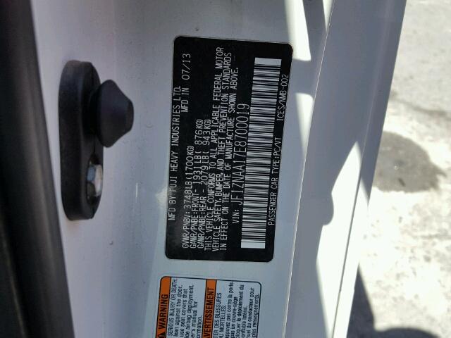 JF1ZNAA17E8700019 - 2014 TOYOTA SCION FR-S WHITE photo 10