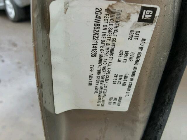 2G4WB52K231141835 - 2003 BUICK REGAL TAN photo 10