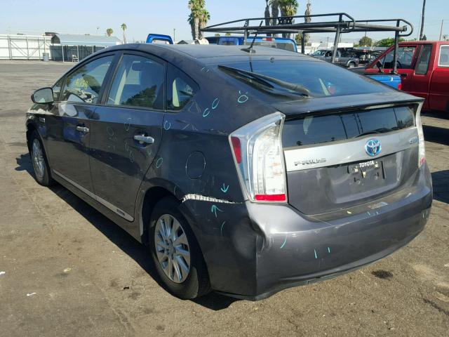 JTDKN3DP2E3062590 - 2014 TOYOTA PRIUS PLUG CHARCOAL photo 3