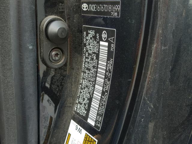 JTKDE167670181699 - 2007 TOYOTA SCION TC 黑色 照片 10