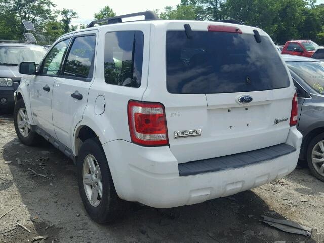 1FMCU59H48KA94676 - 2008 FORD ESCAPE HEV WHITE photo 3