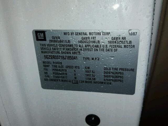 5GZER33718J185041 - 2008 SATURN OUTLOOK XR თეთრი ფოტო 10