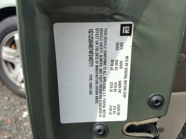 1G1ZU64874F240771 - 2004 CHEVROLET MALIBU MAX 绿色 照片 10