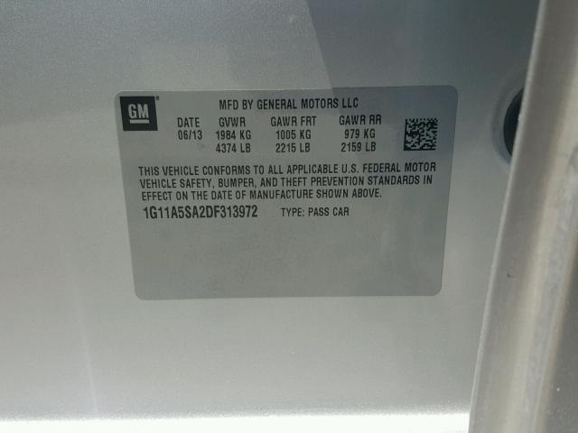 1G11A5SA2DF313972 - 2013 CHEVROLET MALIBU LS Gümüş foto 10