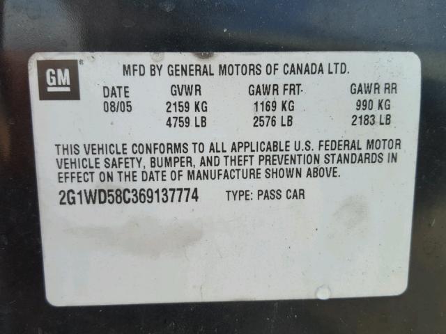 2G1WD58C369137774 - 2006 CHEVROLET IMPALA SUP 黑色 照片 10