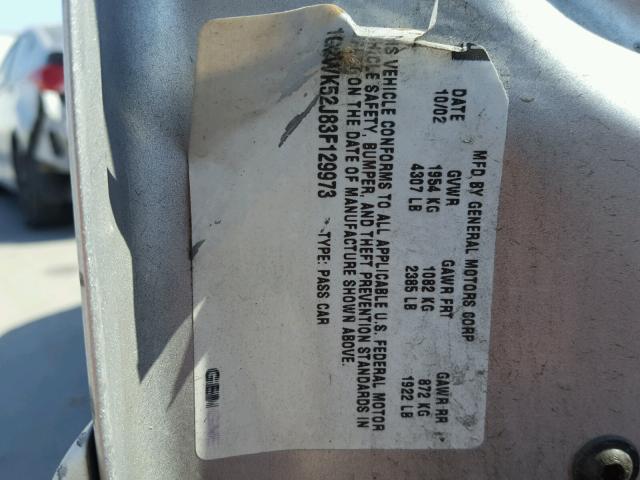 1G2WK52J83F129973 - 2003 PONTIAC GRAND PRIX SILVER photo 10