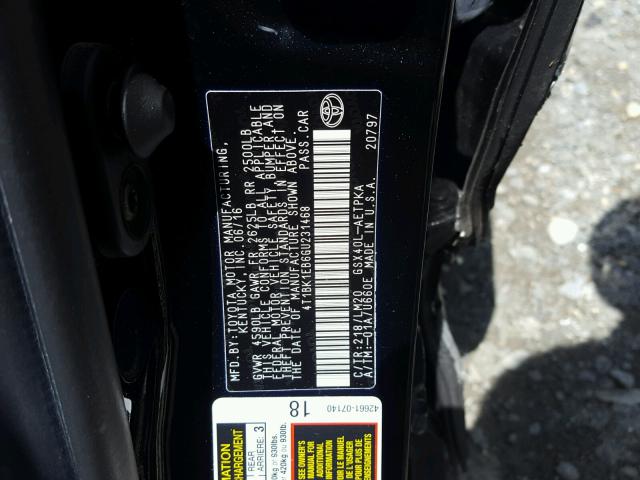 4T1BK1EB6GU231468 - 2016 TOYOTA AVALON XLE BLACK photo 10