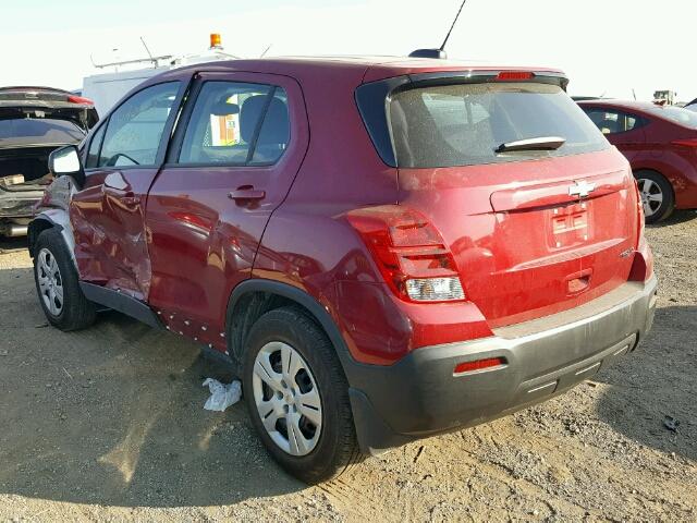 KL7CJKSB1FB183729 - 2015 CHEVROLET TRAX MAROON photo 3