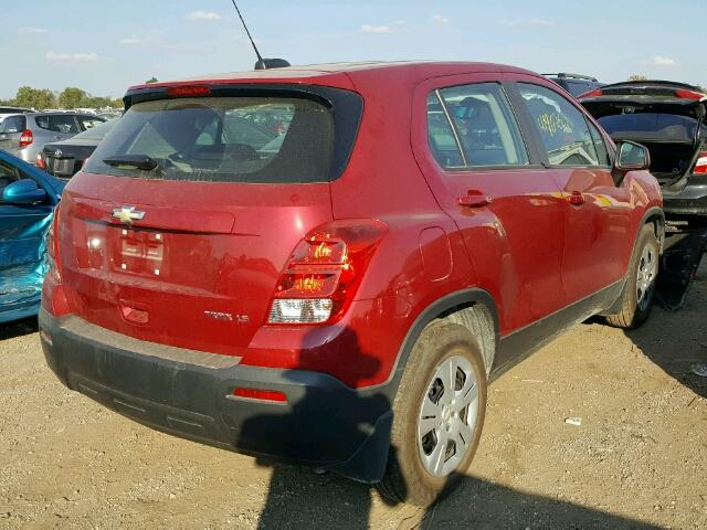 KL7CJKSB1FB183729 - 2015 CHEVROLET TRAX MAROON photo 4