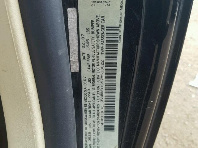 3VWRW31C57M513622 - 2007 VOLKSWAGEN NEW BEETLE 黑色 照片 10