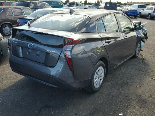 JTDKBRFUXG3503951 - 2016 TOYOTA PRIUS GRAY photo 4