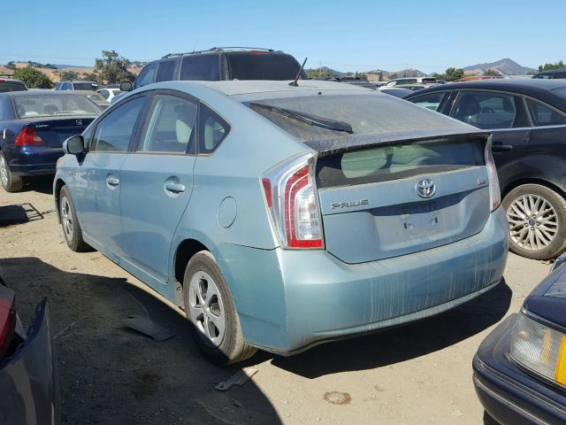 JTDKN3DU2D5582796 - 2013 TOYOTA PRIUS TURQUOISE photo 3