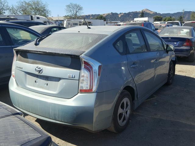 JTDKN3DU2D5582796 - 2013 TOYOTA PRIUS TURQUOISE photo 4