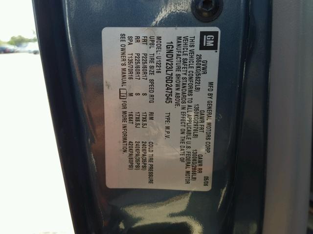 1GNDV23L76D247545 - 2006 CHEVROLET UPLANDER L 蓝色 照片 10