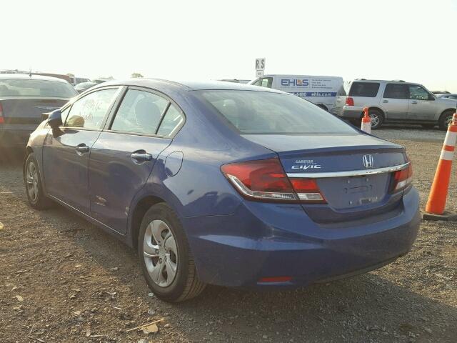 19XFB2F58DE004765 - 2013 HONDA CIVIC LX BLUE photo 3