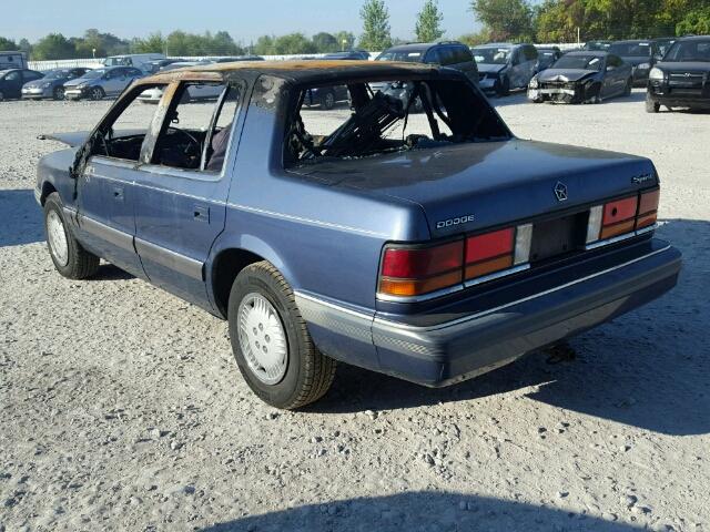 1B3BA46K0LF915553 - 1990 DODGE SPIRIT BLUE photo 3