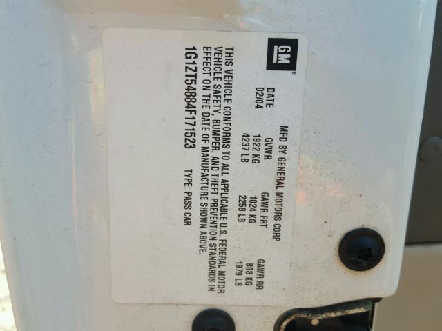 1G1ZT54884F171523 - 2004 CHEVROLET MALIBU LS Ağ foto 10