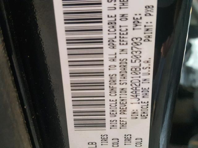 1J4AA2D10BL503703 - 2011 JEEP WRANGLER S BLACK photo 10