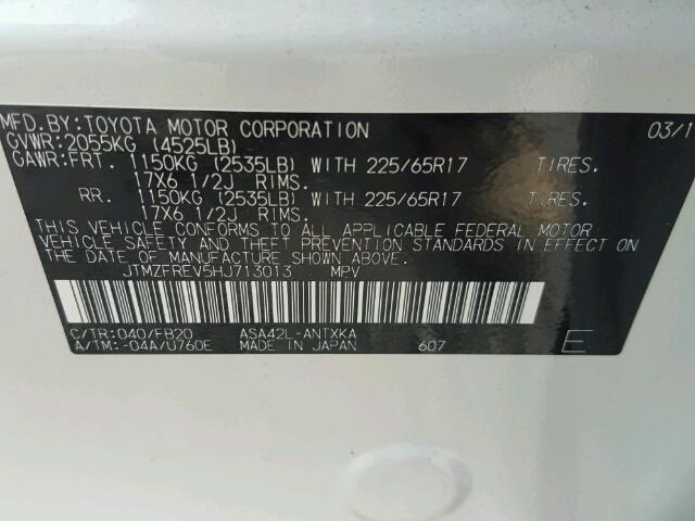 JTMZFREV5HJ713013 - 2017 TOYOTA RAV4 白色 照片 10