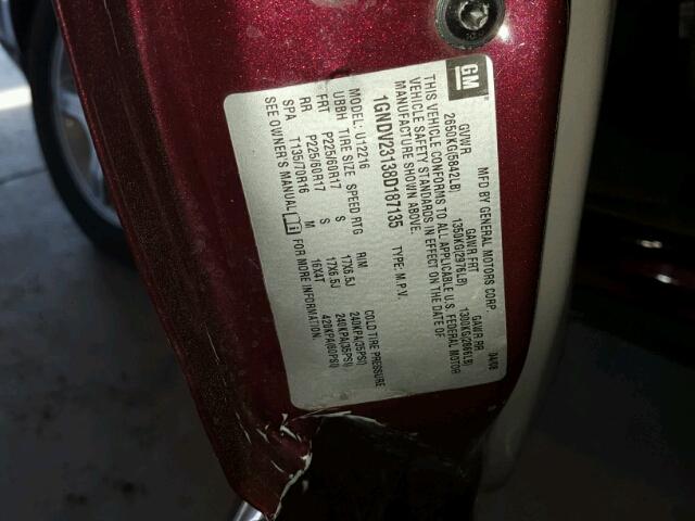 1GNDV23138D187135 - 2008 CHEVROLET UPLANDER L MAROON photo 10