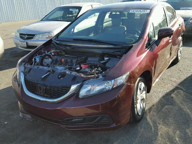 19XFB2F50EE271125 - 2014 HONDA CIVIC BURGUNDY photo 2