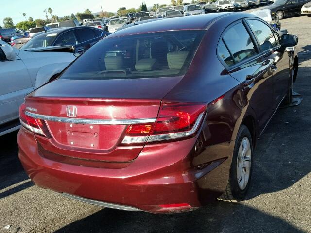 19XFB2F50EE271125 - 2014 HONDA CIVIC BURGUNDY photo 4