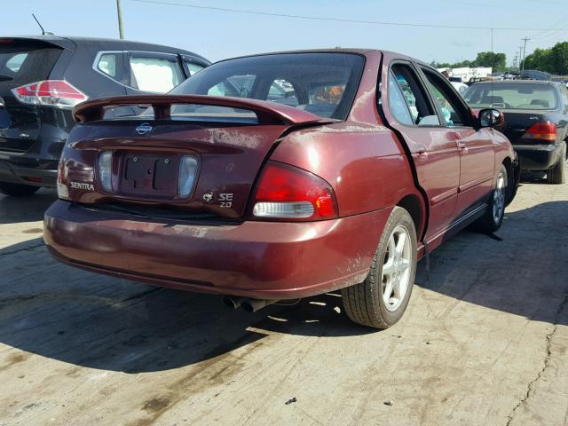 3N1BB51DX1L116590 - 2001 NISSAN SENTRA SE MAROON photo 4