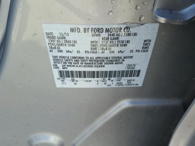 2FMDK3JC3DBE32295 - 2013 FORD EDGE Сріблястий фото 10
