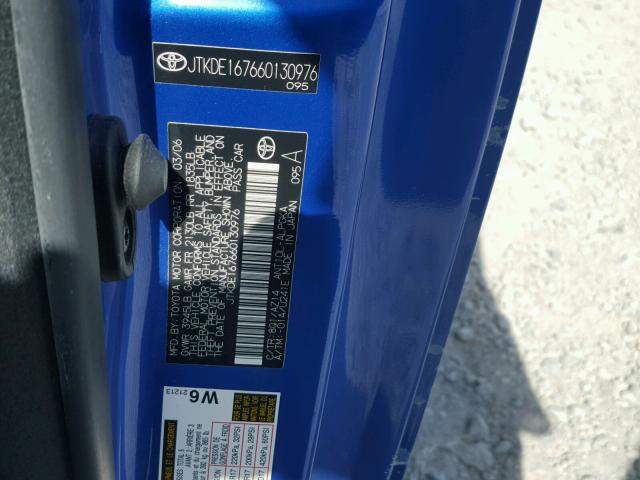 JTKDE167660130976 - 2006 TOYOTA SCION TC 蓝色 照片 10