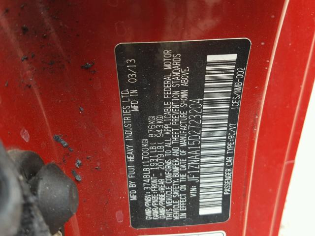 JF1ZNAA15D2723204 - 2013 TOYOTA SCION FR-S BURN photo 10