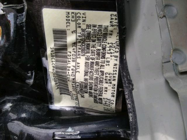 3N1BC1CP4CK208879 - 2012 NISSAN VERSA S BLACK photo 10