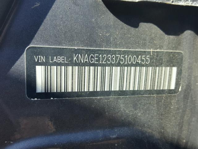 KNAGE123375100455 - 2007 KIA OPTIMA GRAY photo 10